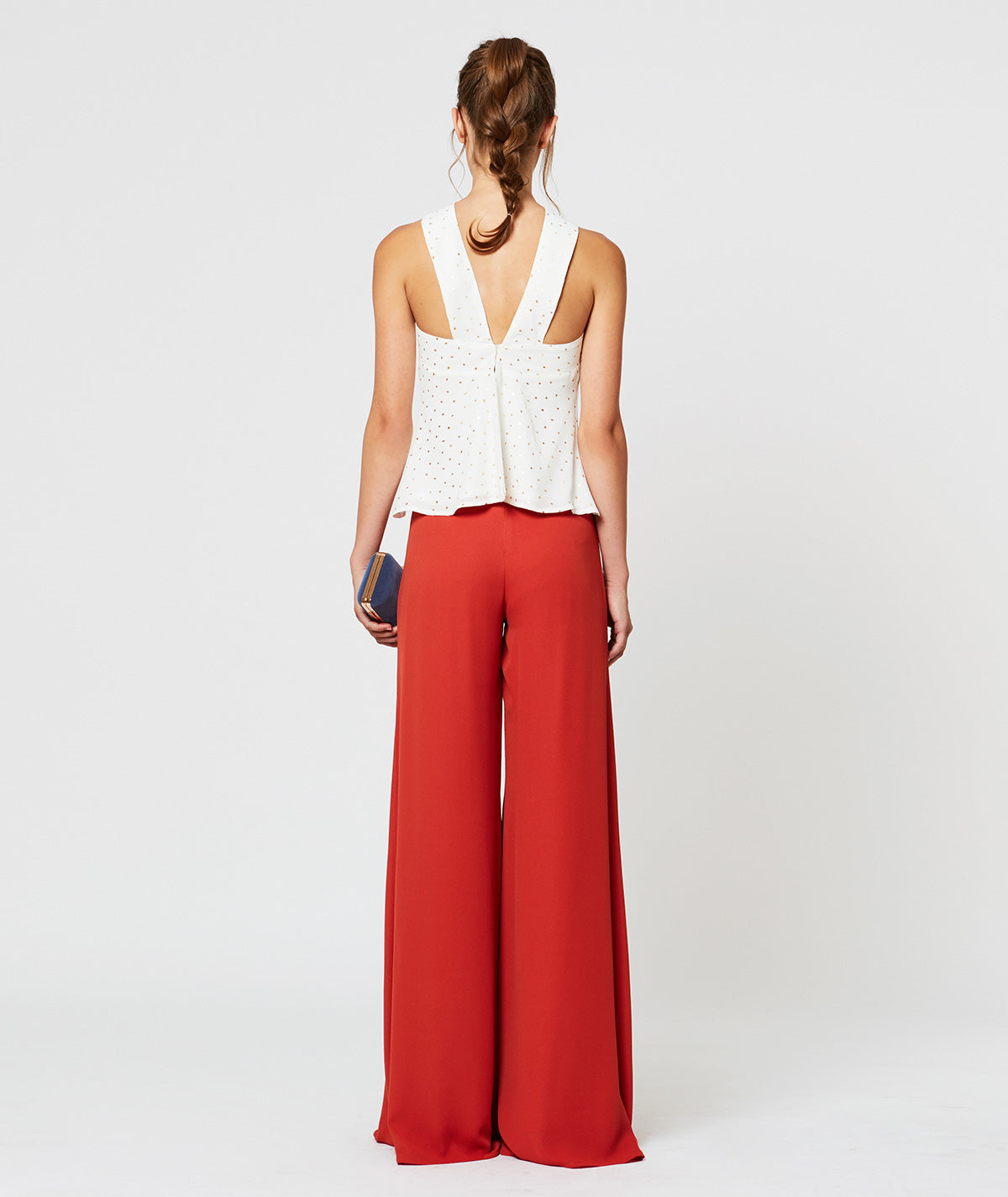 Lange Hose mit doppelter Krawatte aus Crêpe