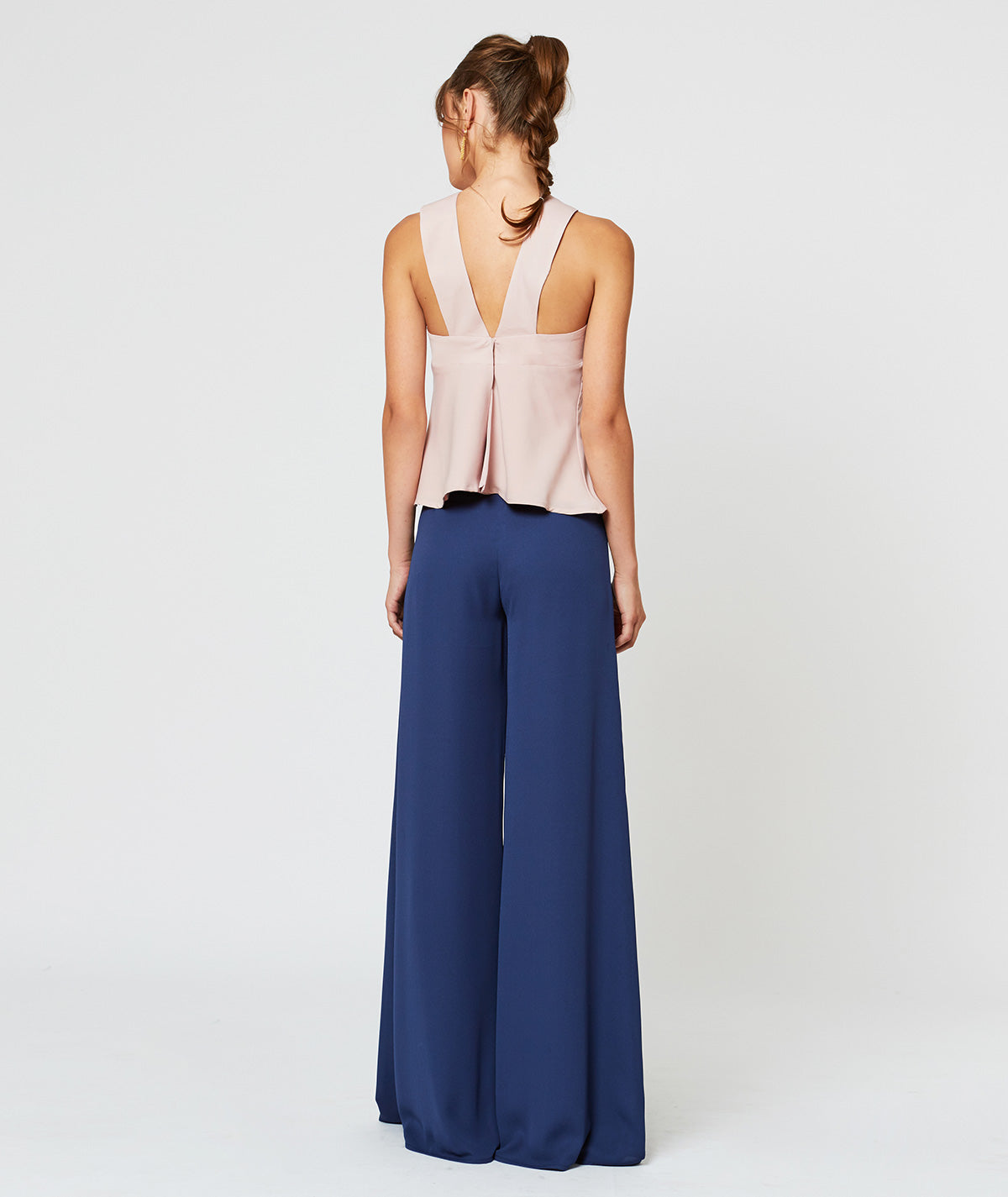 Lange Hose mit doppelter Krawatte aus Crêpe